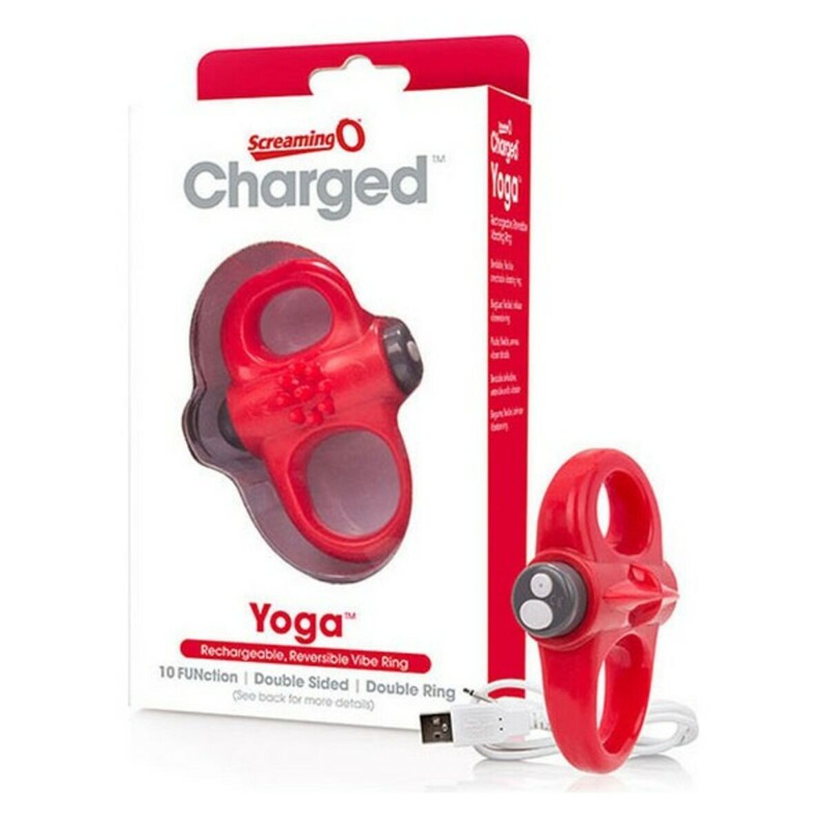 Виброкольцо для пениса The Screaming O Charged Yoga Красный-3