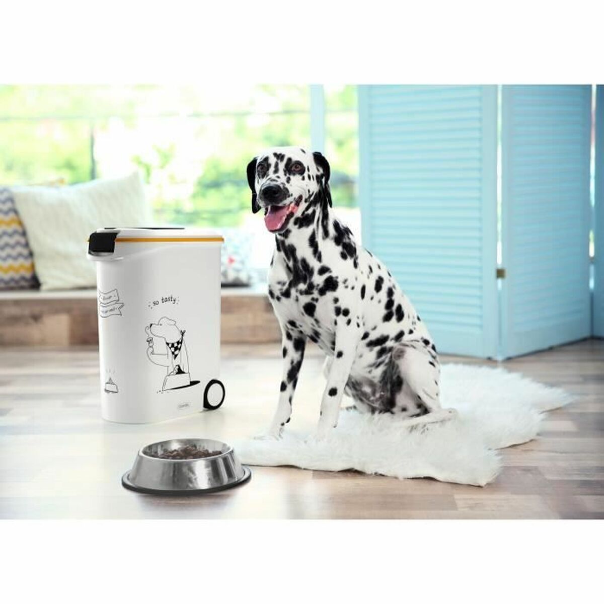 Pet food canister Curver 794096 Con ruedas de plástico blanco 20 kg 54 L 49,3 x 27,8 x 60,5 cm-4