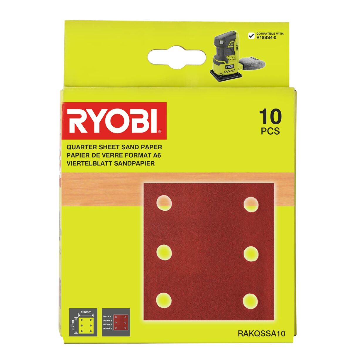Ryobi sandpaper sheets RAKQSSA10-2
