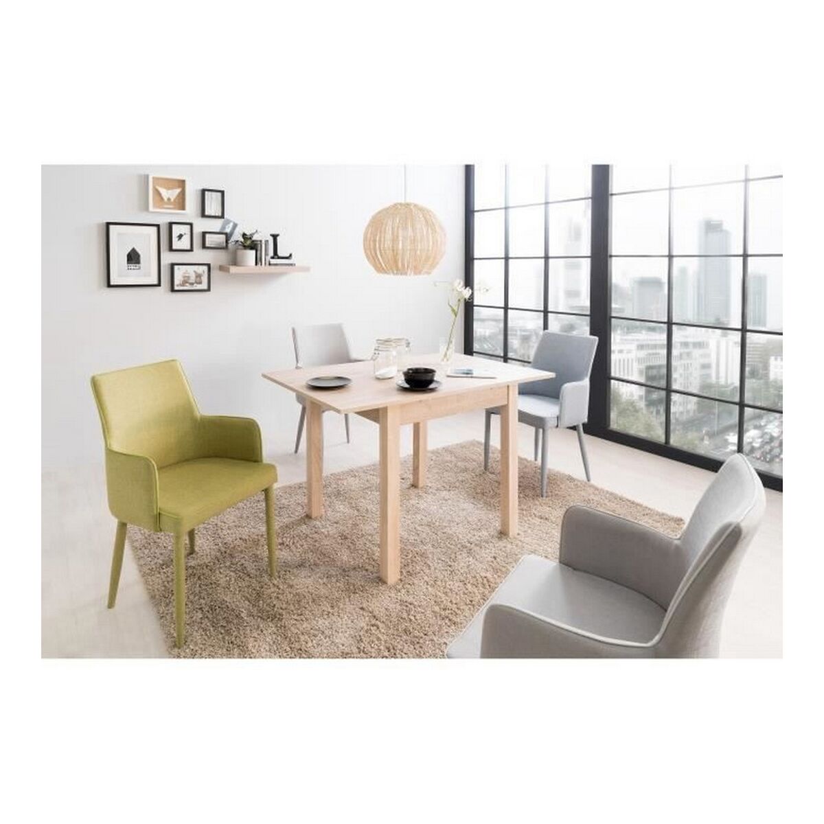 Раздвижной стол Coburg Коричневый Натуральный Дуб ABS меламин 80-120 x 80 x 76,5 cm-6