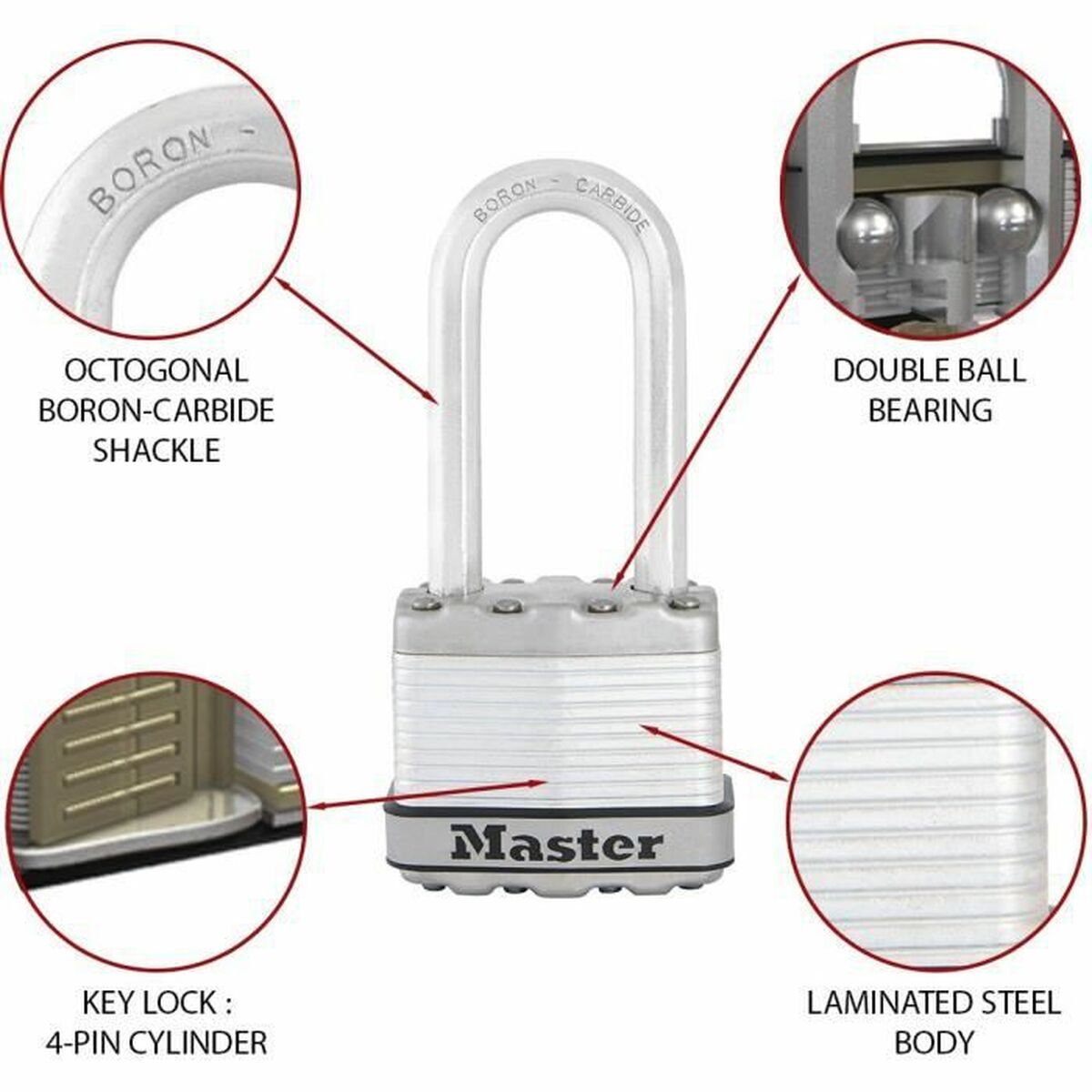 Master Lock кілті бар құлып 45 mm-3
