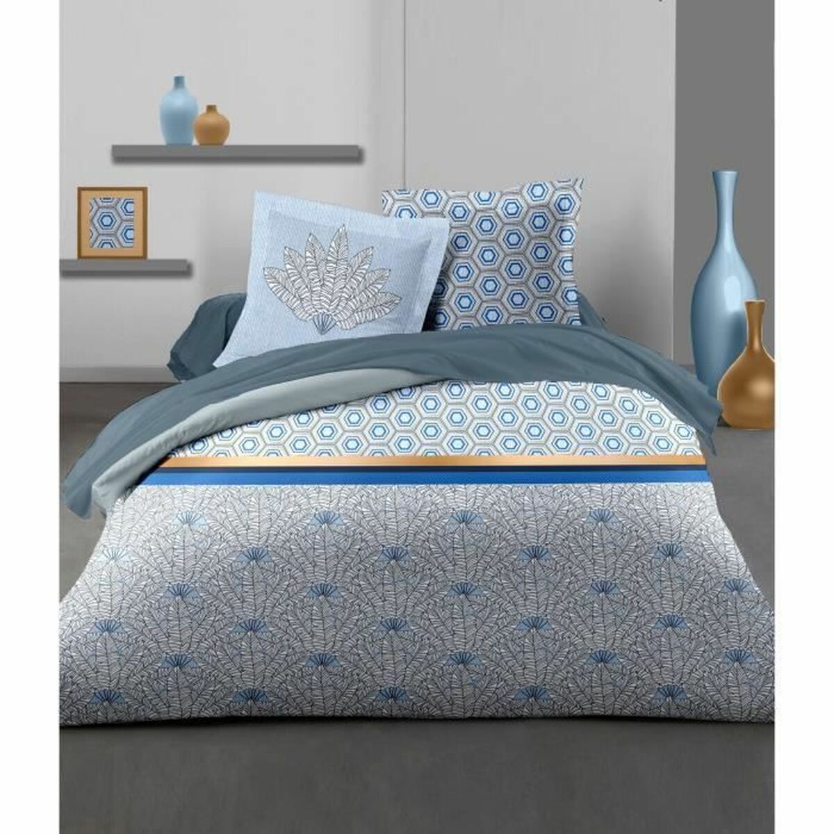 Пододеяльник HOME LINGE PASSION Белый Синий 240 x 260 cm-2