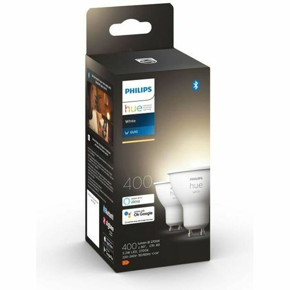 Bombilla inteligente Philips 8719514340145 Blanco F GU10 400 lm (2700k) (2 piezas)-3