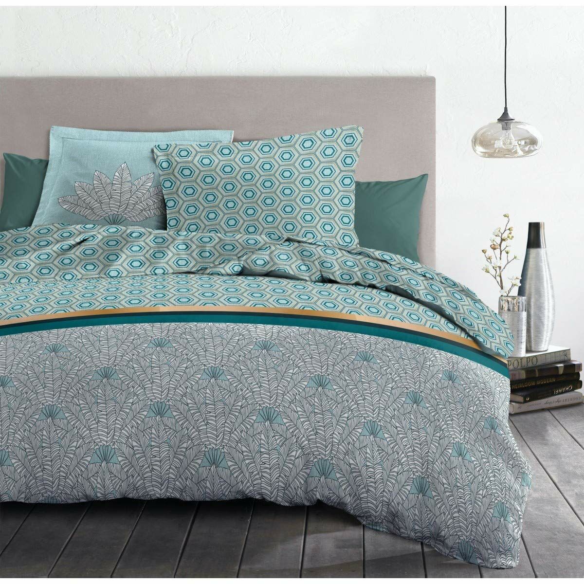Пододеяльник HOME LINGE PASSION Белый Изумрудный зеленый 240 x 260 cm-2