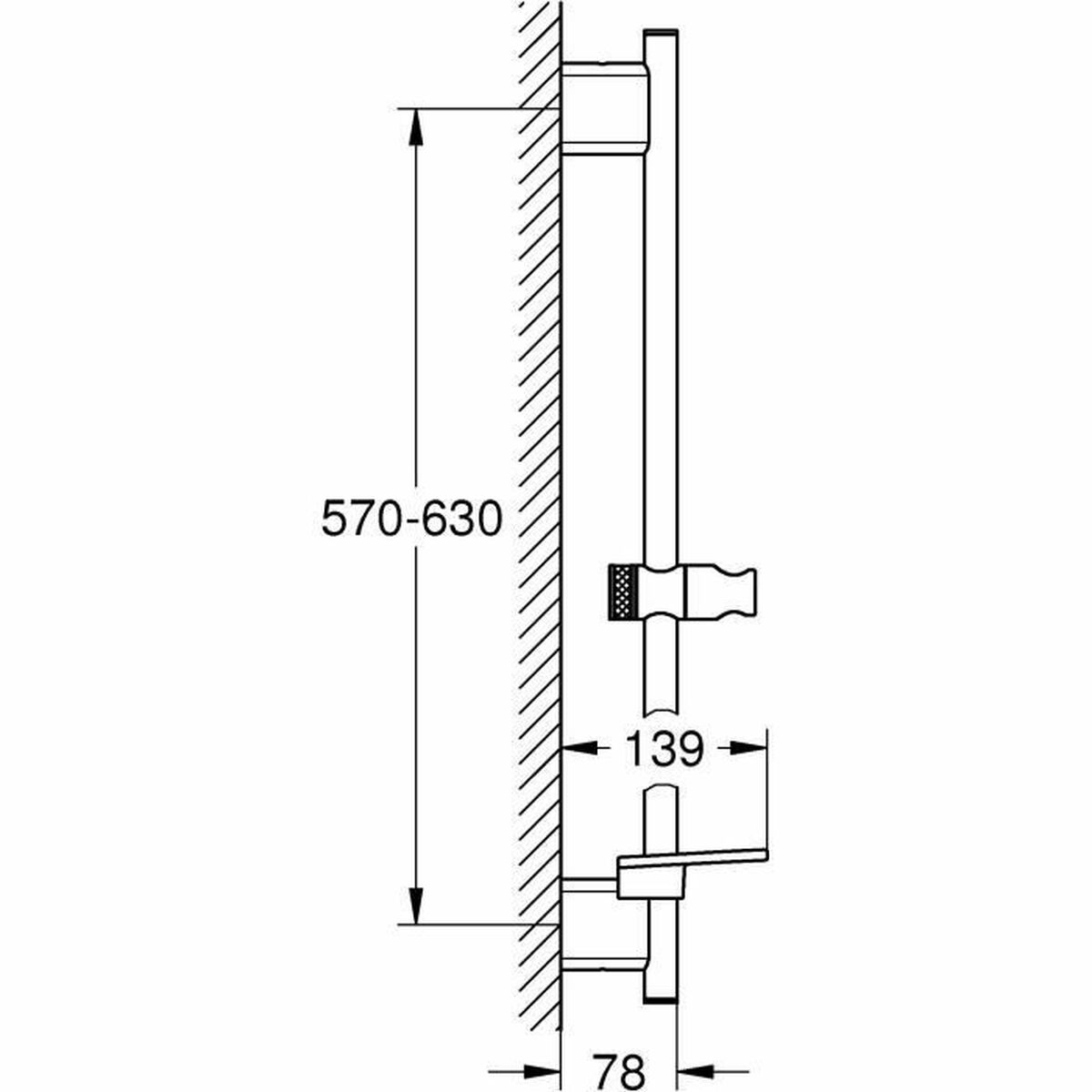 Duschrohr Grohe 26599000 Metall Kunststoff 60 cm-4