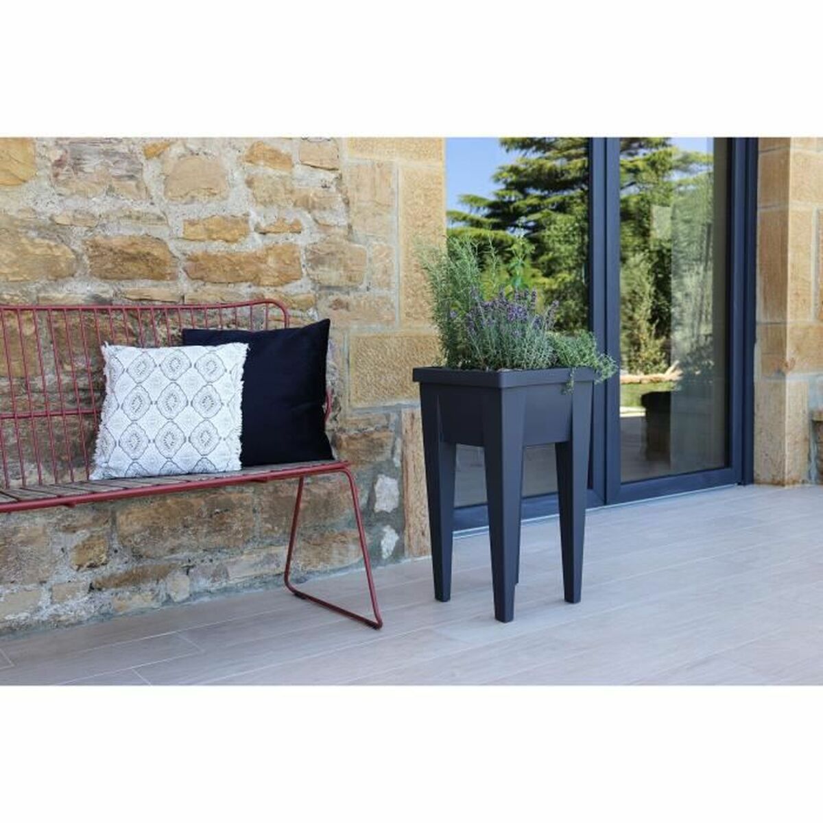 Suporte para pote de flores EDA legumes Mesa de cultivo 38,5 x 38,5 x 68 cm-5