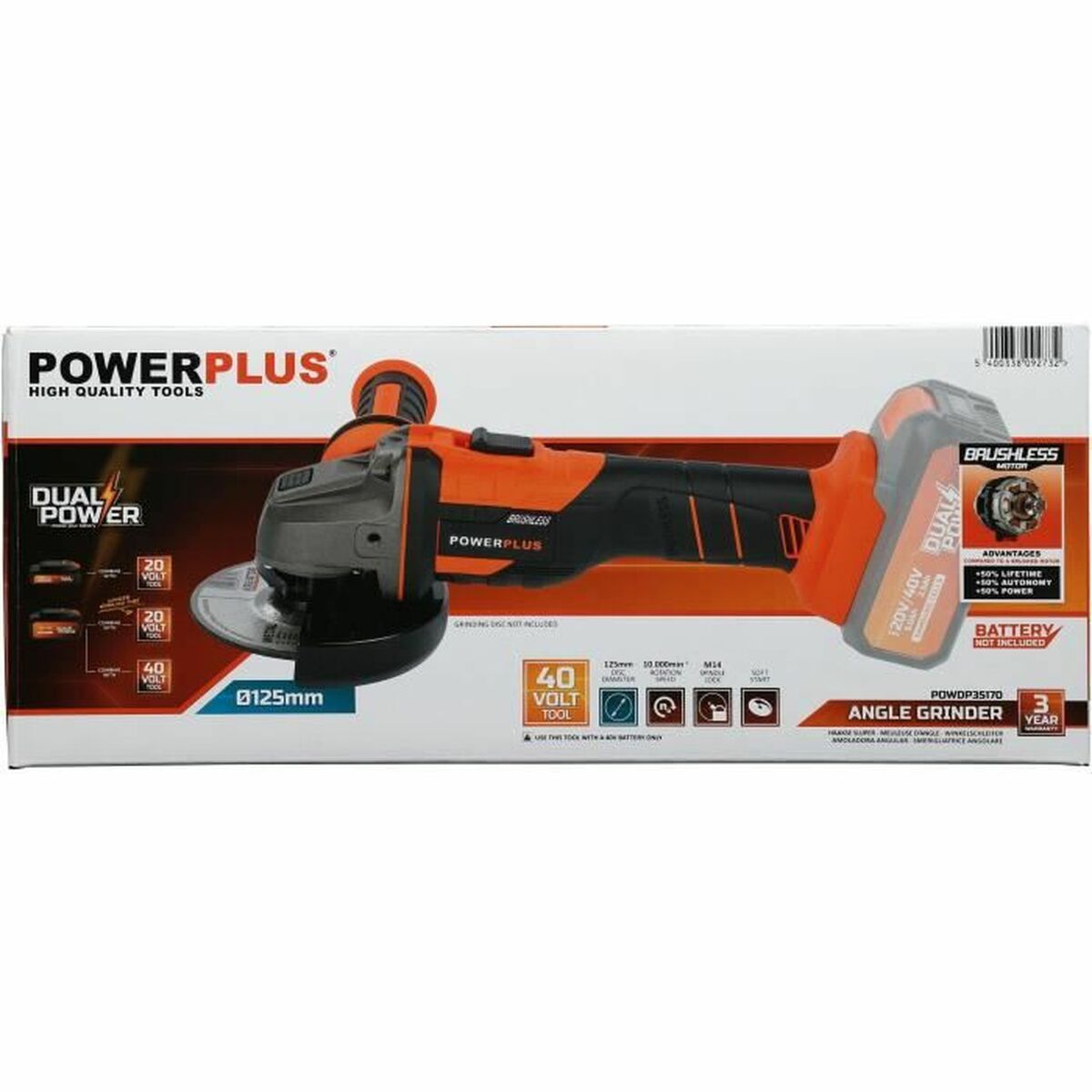 Powerplus 40 V Ø 125 mm 20 V angle grinder-2
