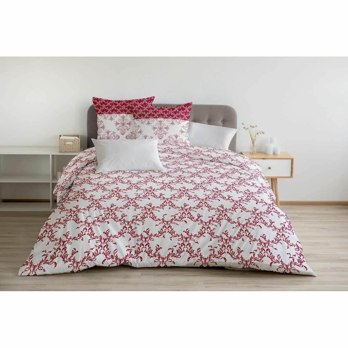 Пододеяльник HOME LINGE PASSION Белый Бордовый 240 x 260 cm-2