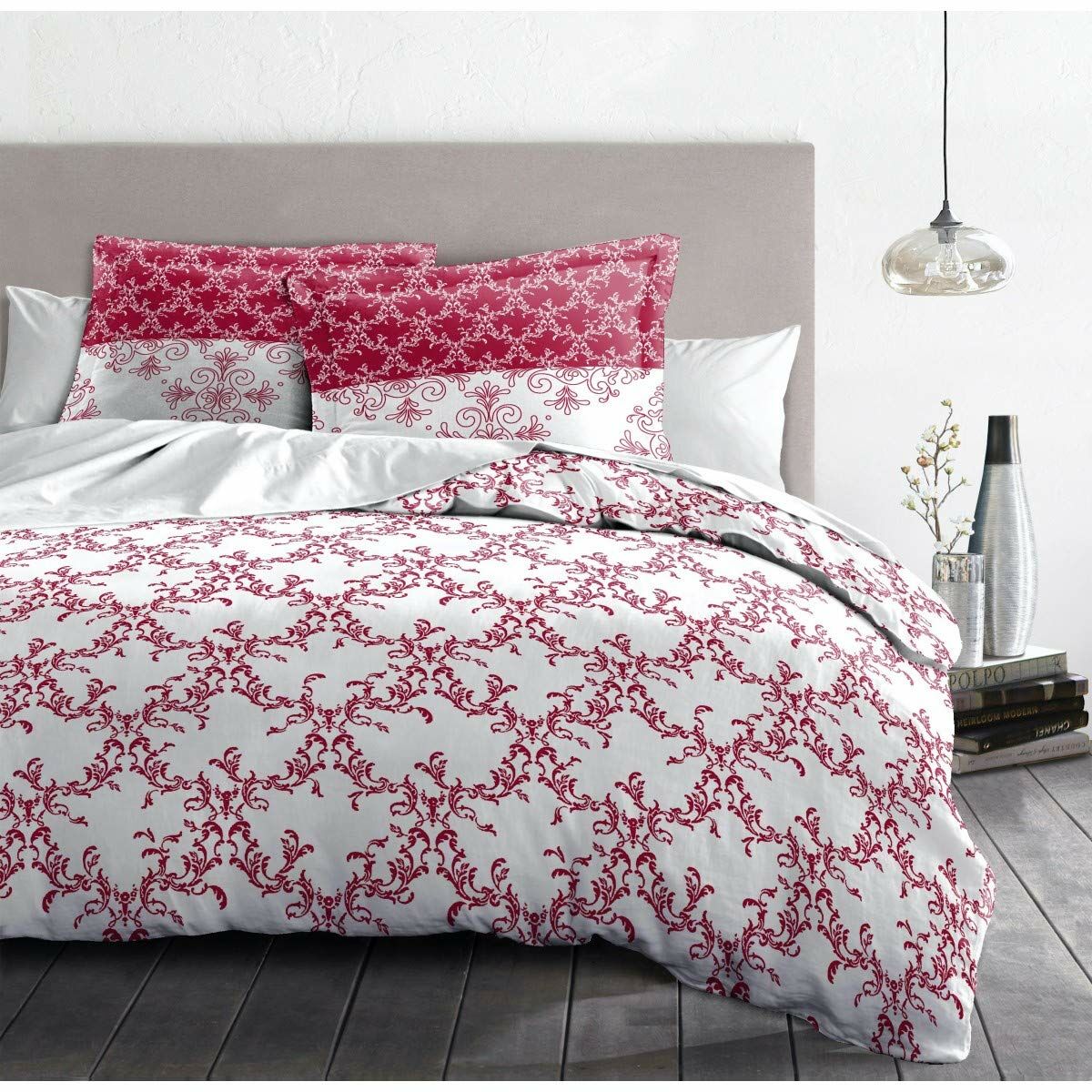 Пододеяльник HOME LINGE PASSION Белый Бордовый 240 x 260 cm-4