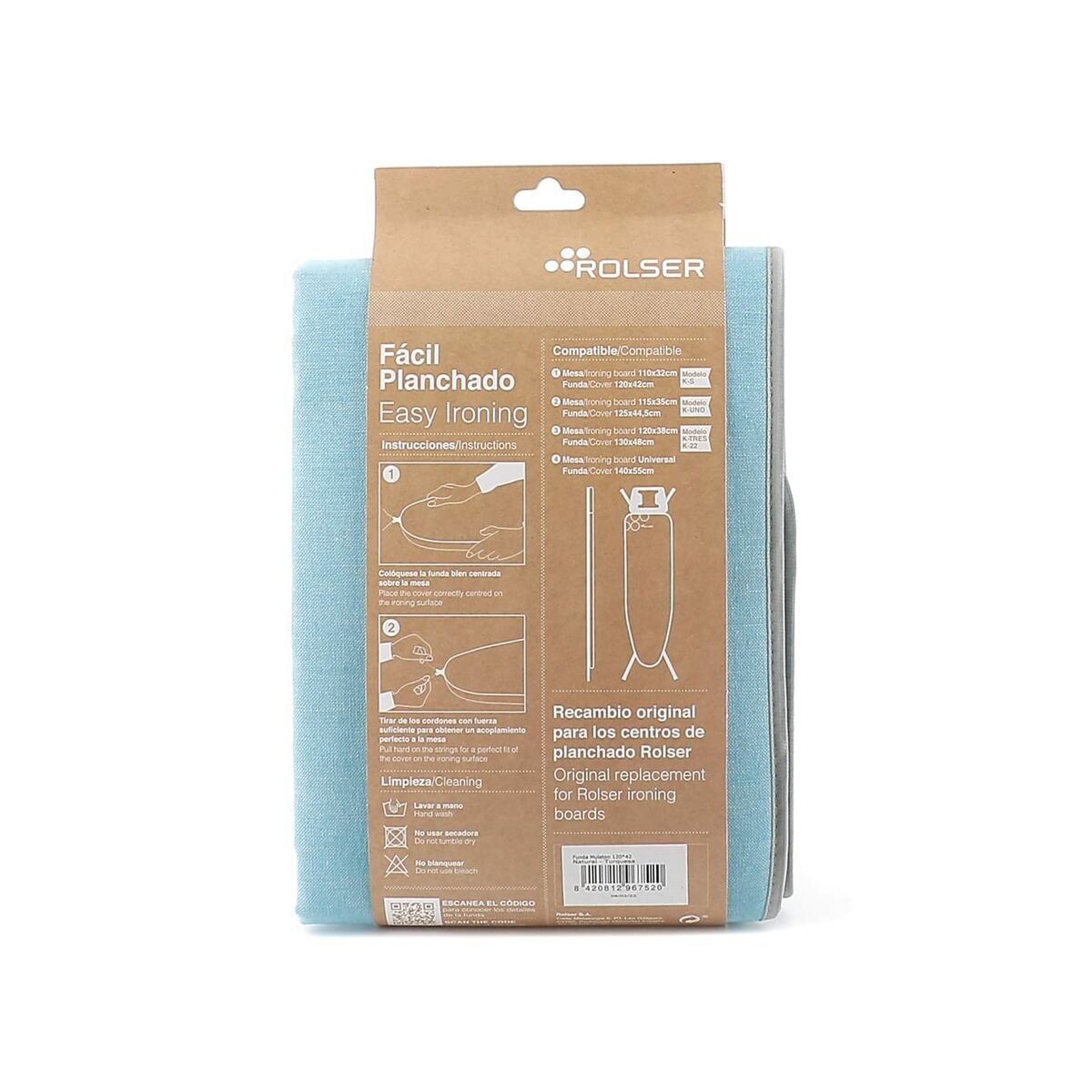 Чехол для гладильной доски Rolser NATURAL TURQUES-2