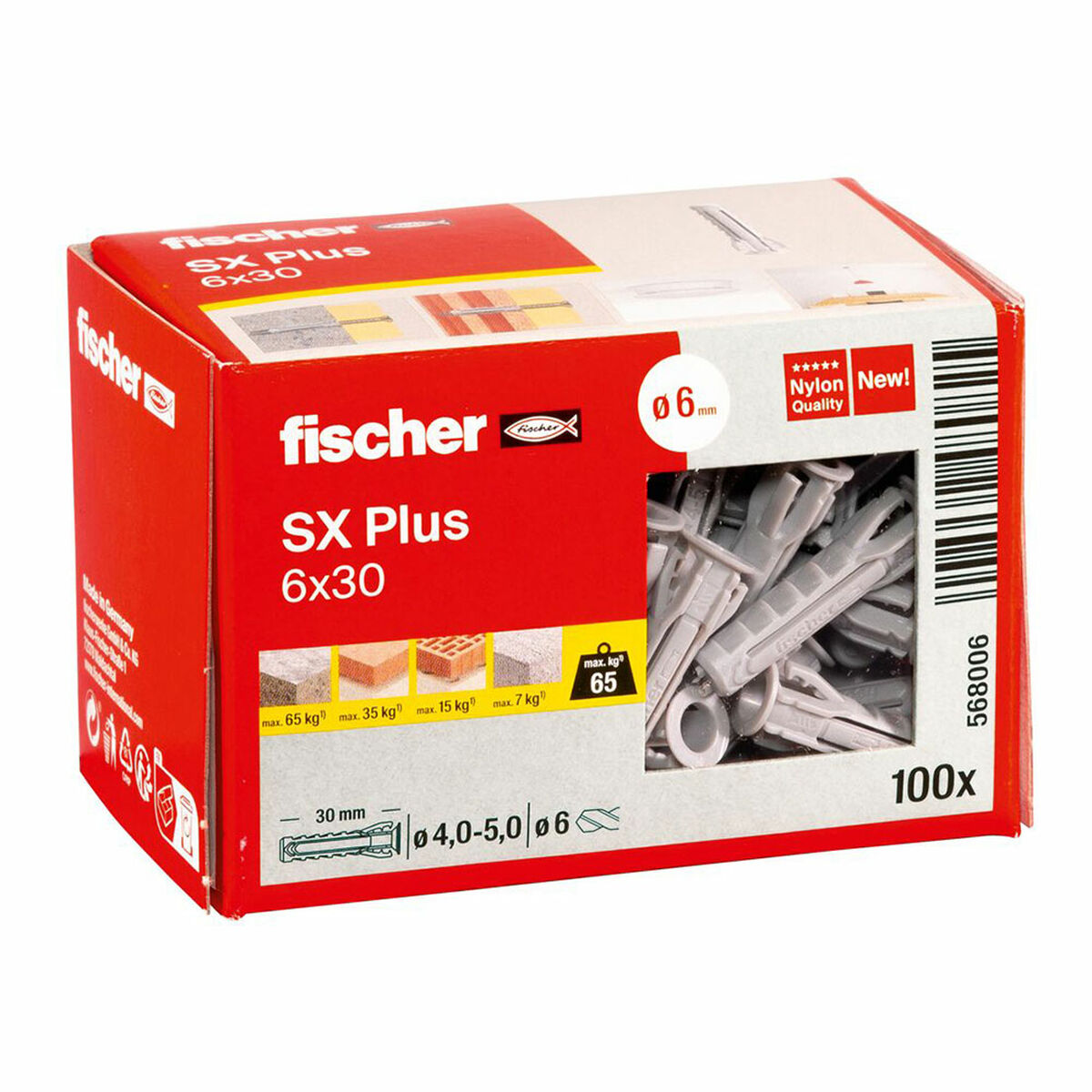Fischer SXプラスn6 568006ナイロンØ6 x 30 mm (100個)-2