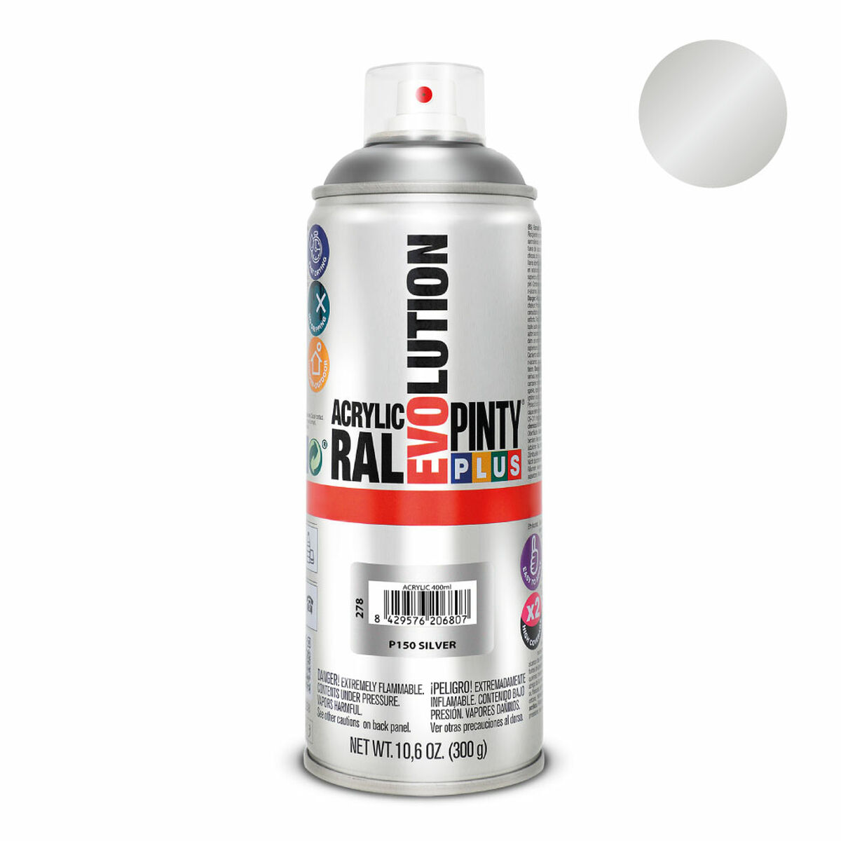 طلاء Pintyplus Evolution Spray P150 400 مل فضي