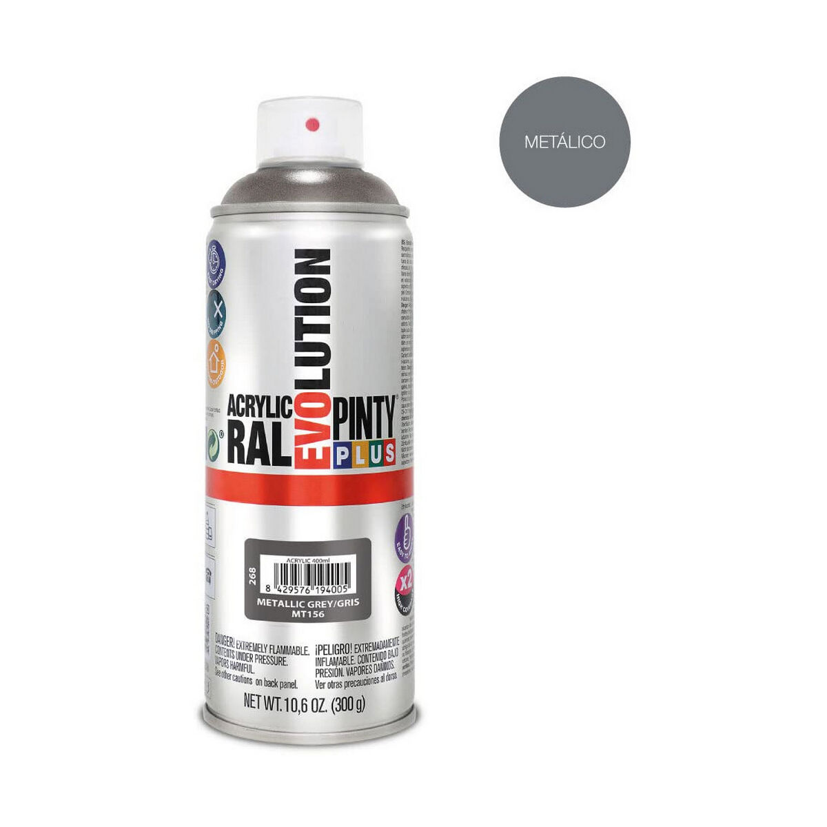 Spray paint Pintyplus Evolution MT156 Metallic 400 ml Grey-2