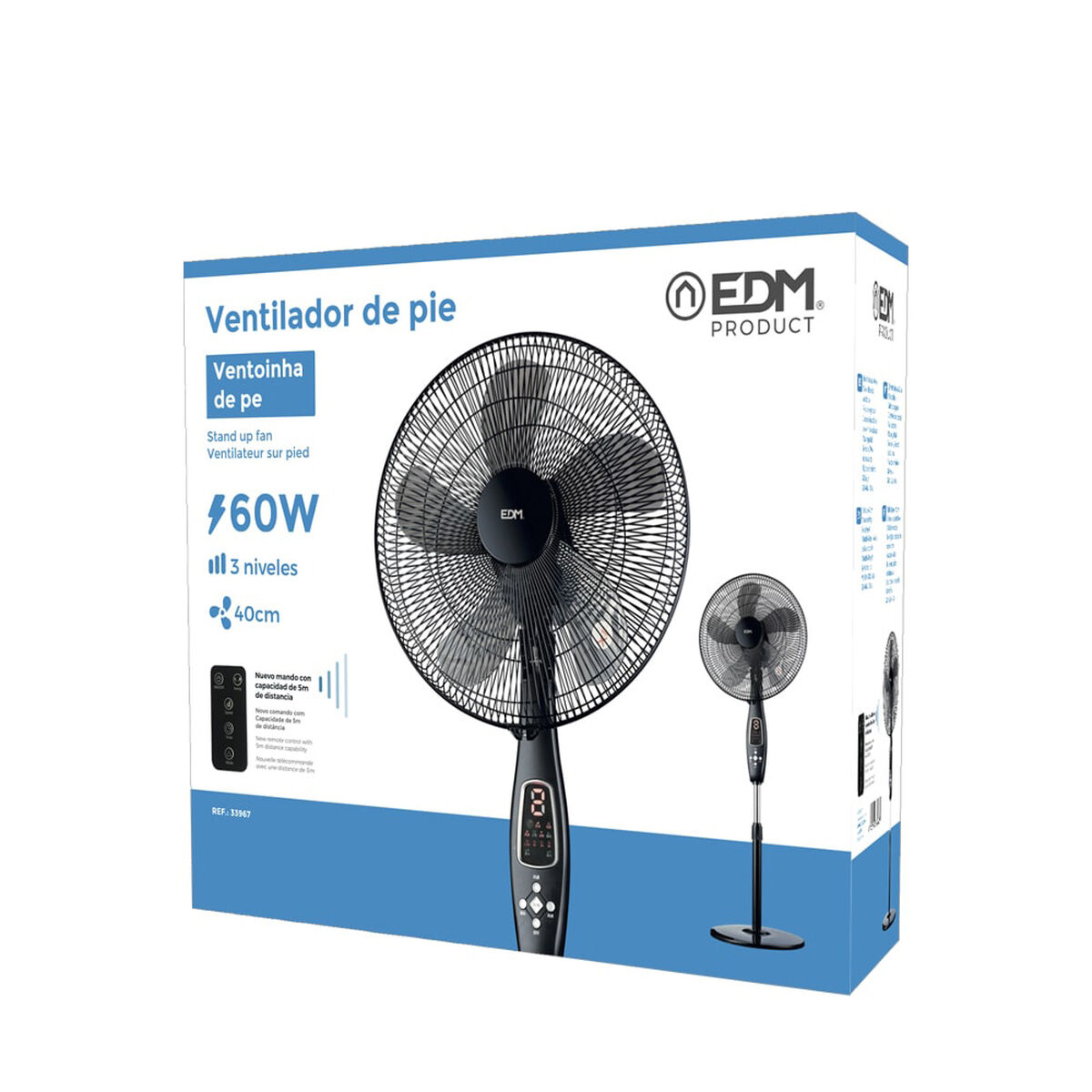 Вентилятор на ножке EDM Чёрный 60 W-3