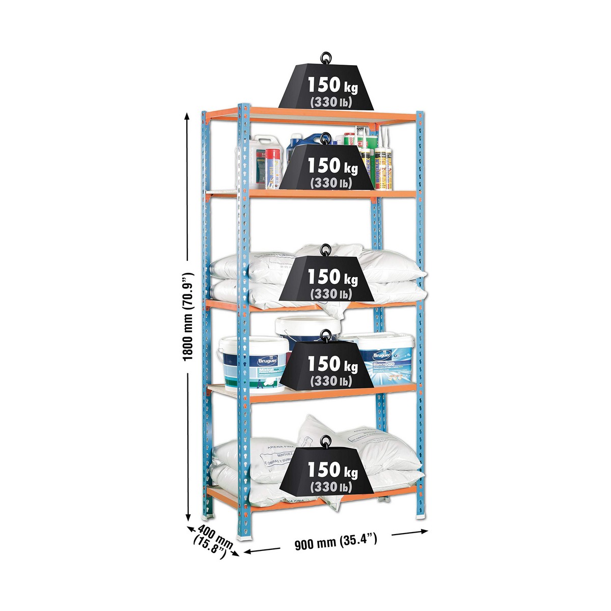 Полиця Simon Rack Maderclick 5/400 750 kg Метал 5 Полиці ДСП (180 x 90 x 40 cm)-3