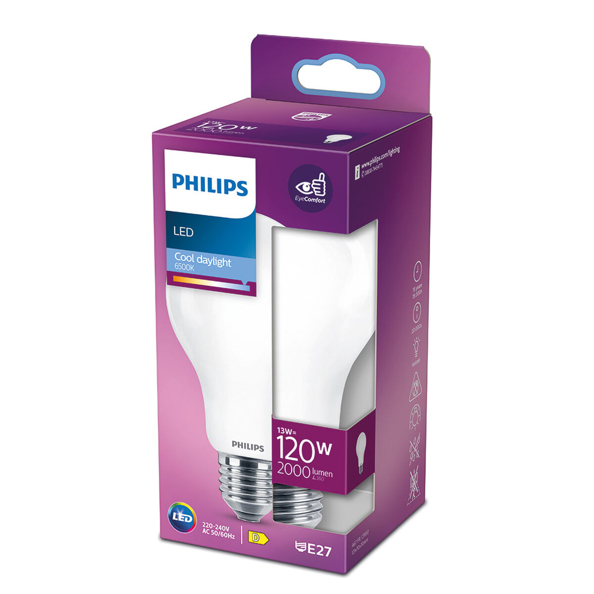 Светодиодная лампочка Philips D 120 W 13 W E27 2000 Lm 7 x 12 cm (6500 K)-4