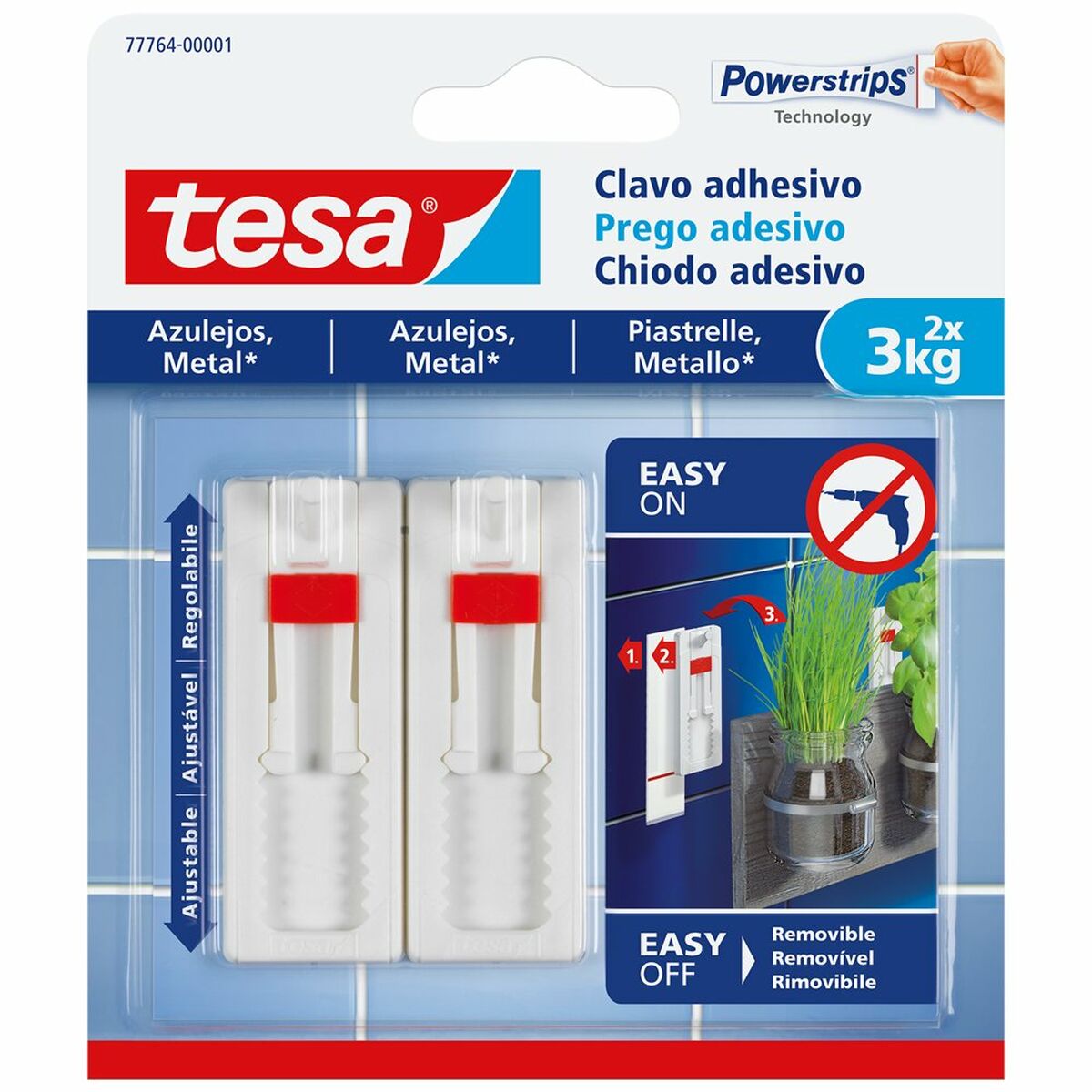 Wall bracket TESA 77764 3 Kg Adhesive clove-2