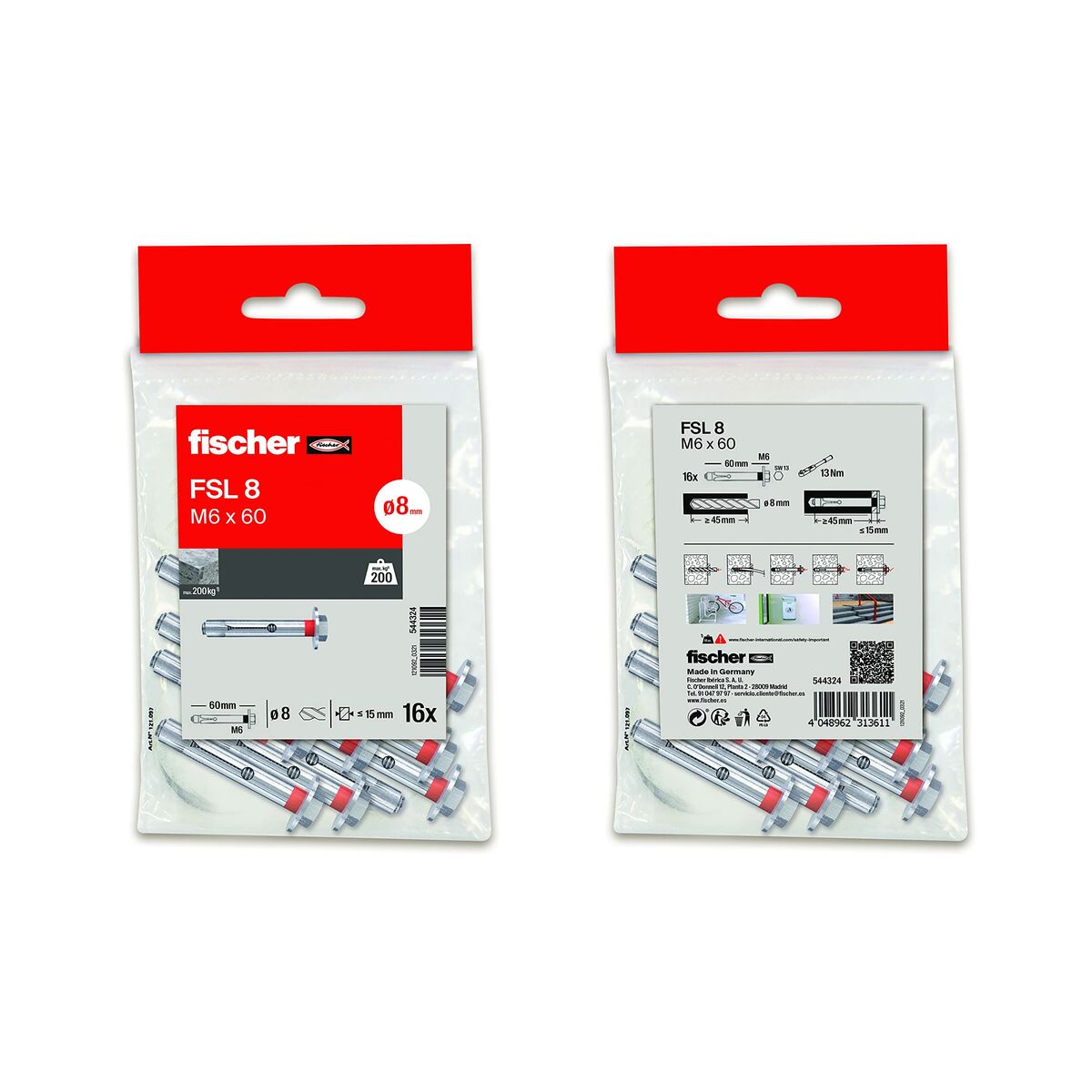 Fischer soil stud 6 x 60 mm 16 pieces-2