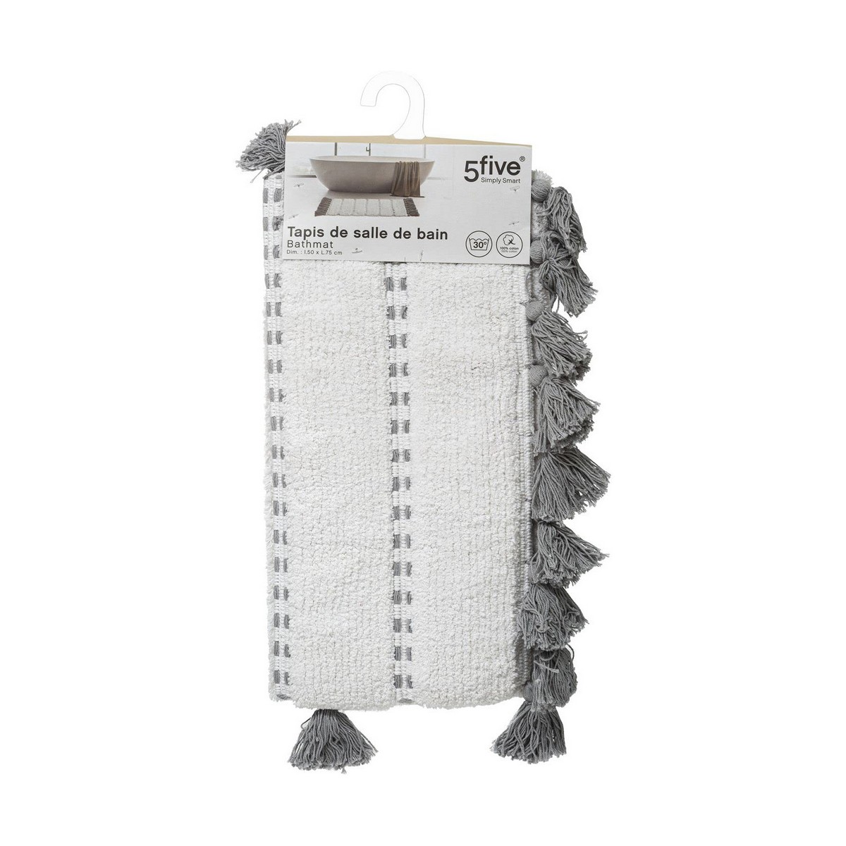 浴室地毯5 five灰色棉花50 x 75 cm-3