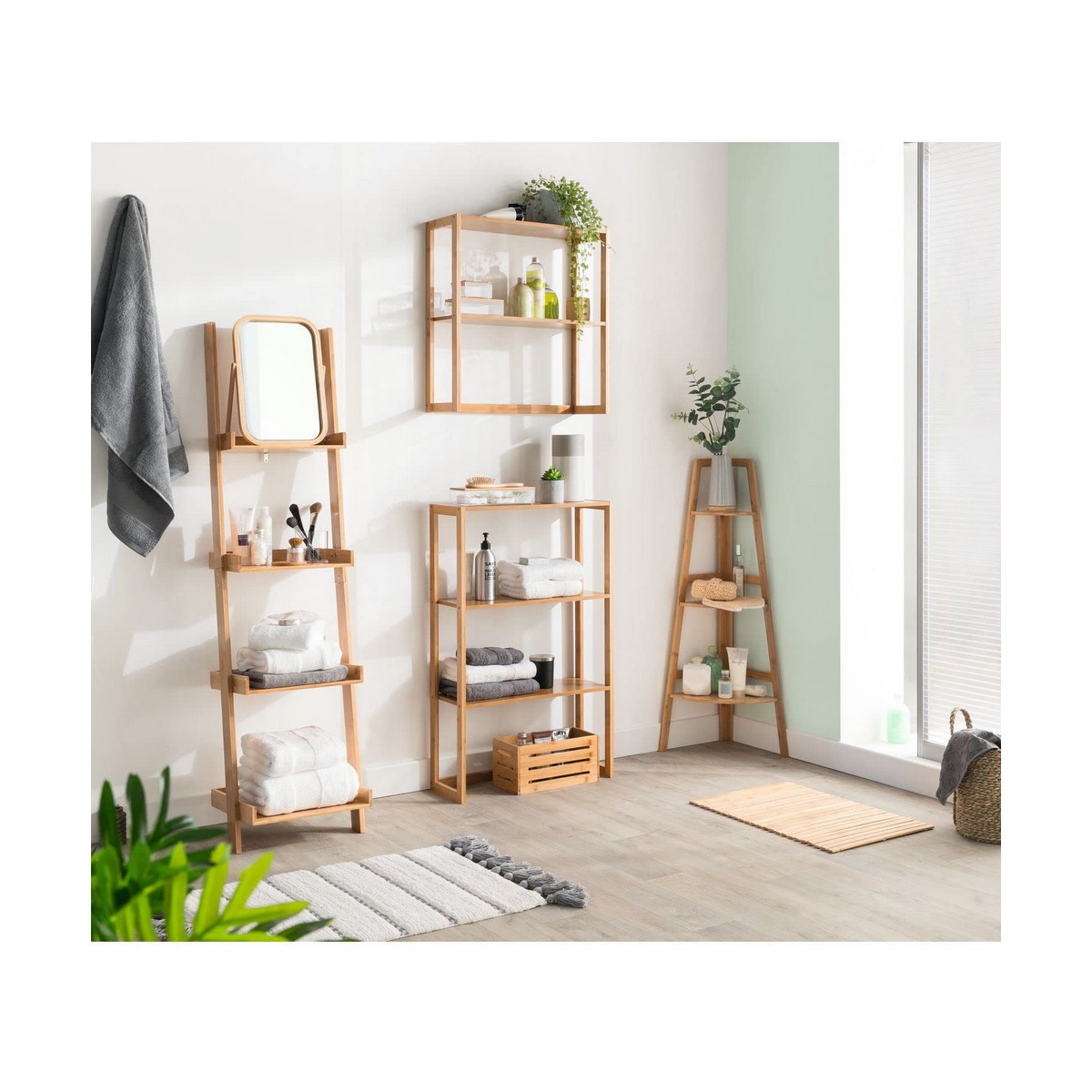 浴室地毯5 five灰色棉花50 x 75 cm-4