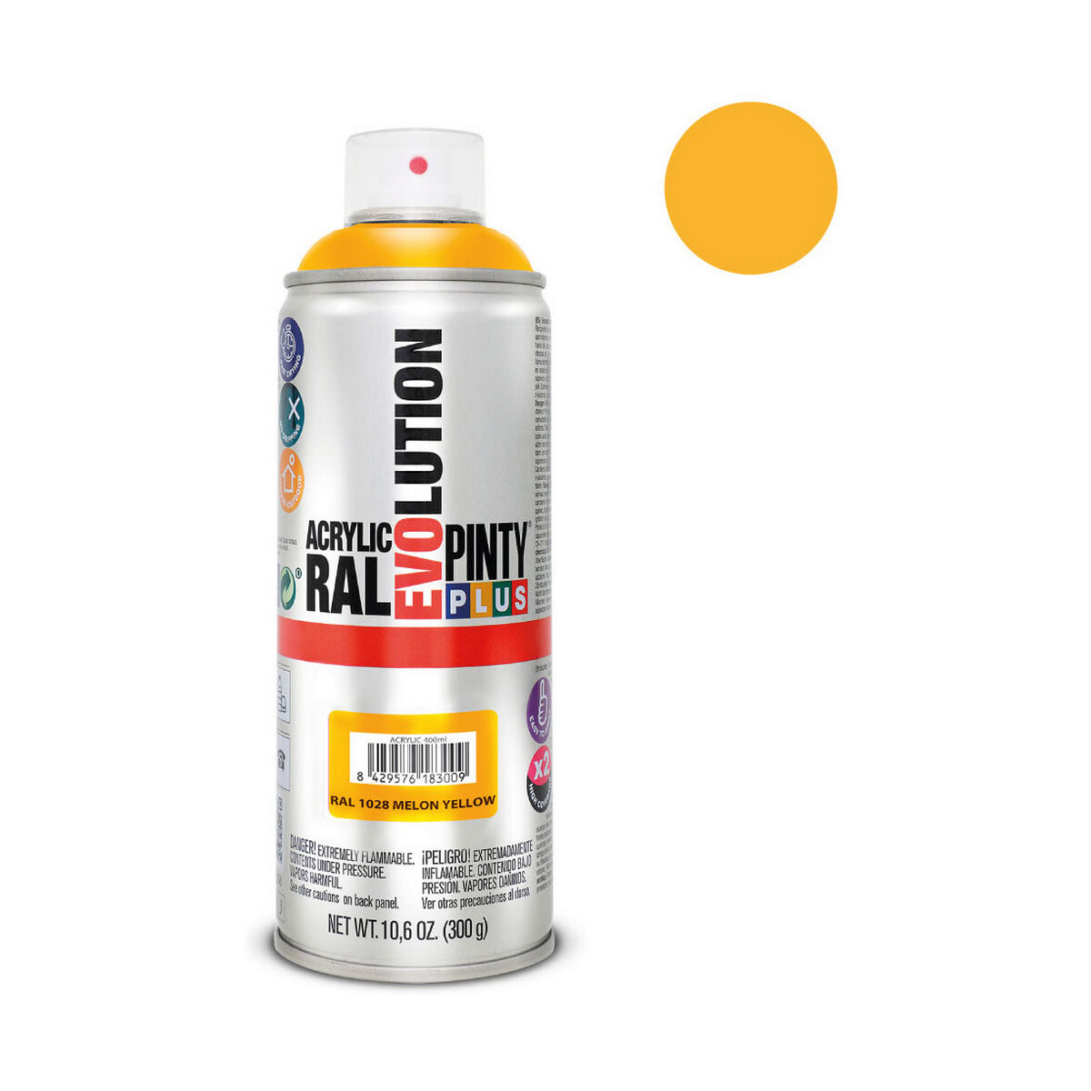Spray paint Pintyplus Evolution RAL 1028 400 ml Melon Yellow-2