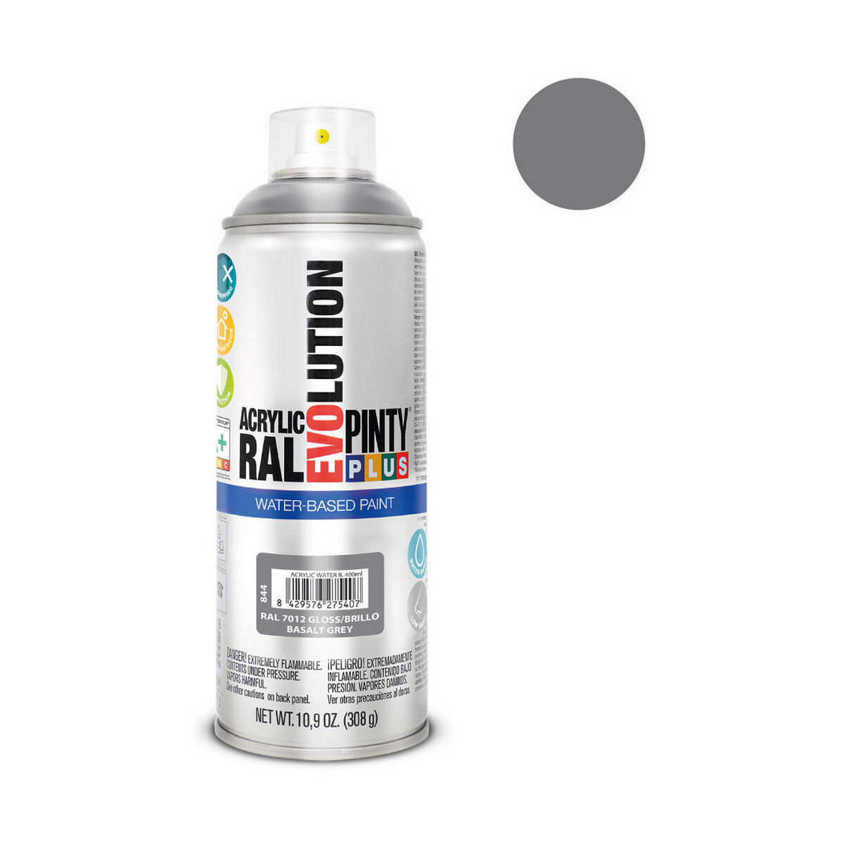 Spray paint Pintyplus Evolution RAL 7012 400 ml Water base Basalt Grey-2