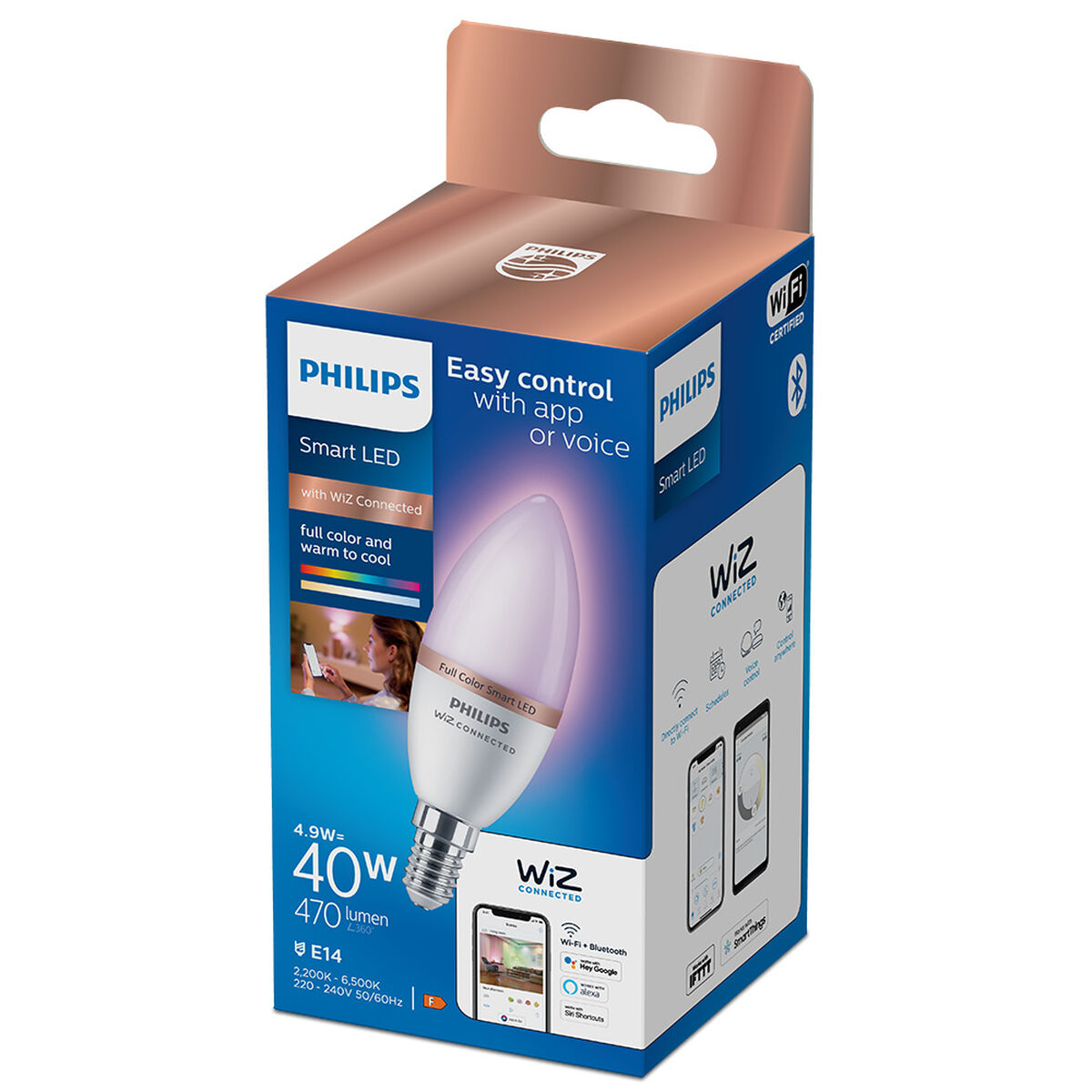 Светодиодная лампочка Philips Wiz Full Colors F 40 W 4,9 W E14 470 lm (2200-6500 K)-3
