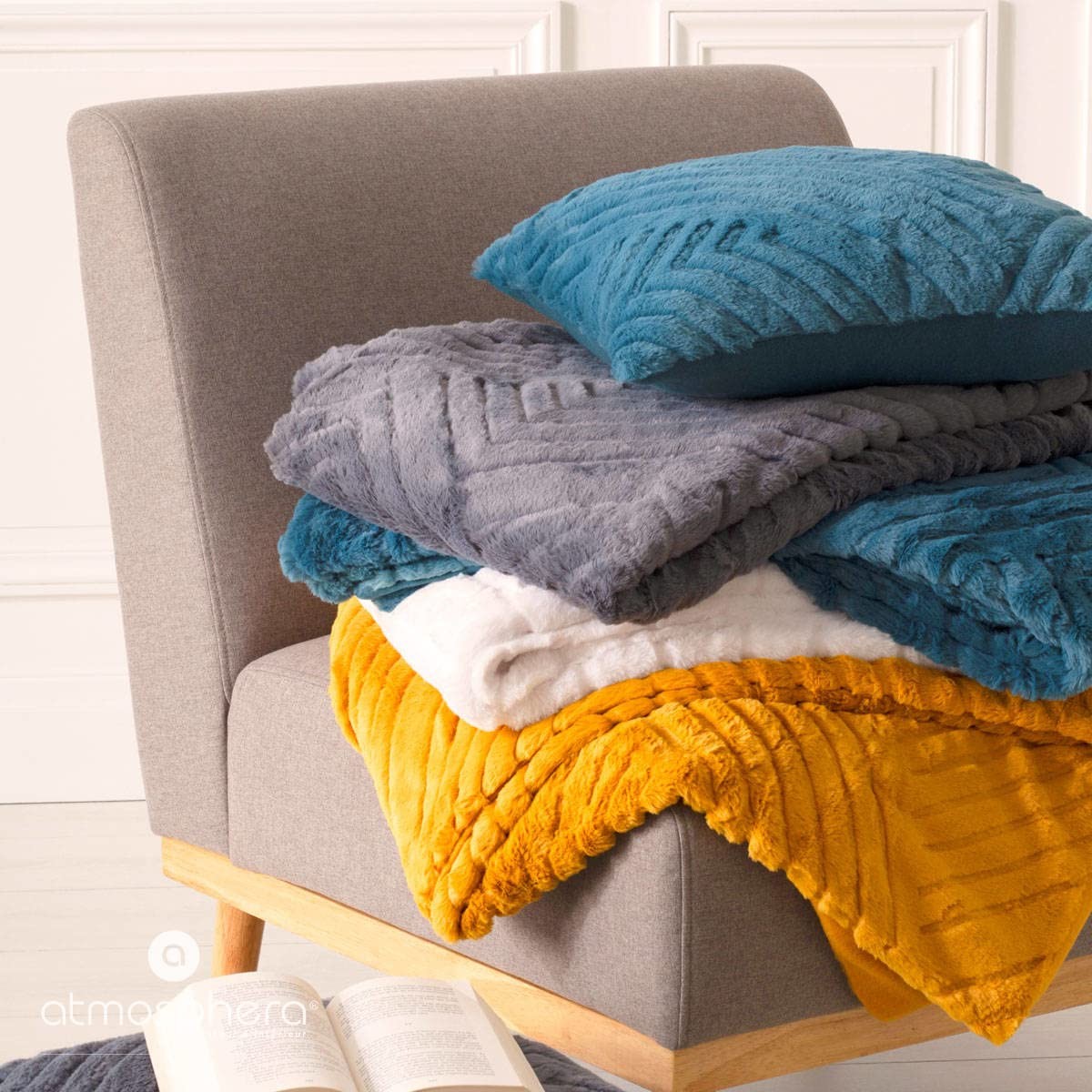 Atmosferă carouri iarna romb pătură gri (230 x 180 cm)-2