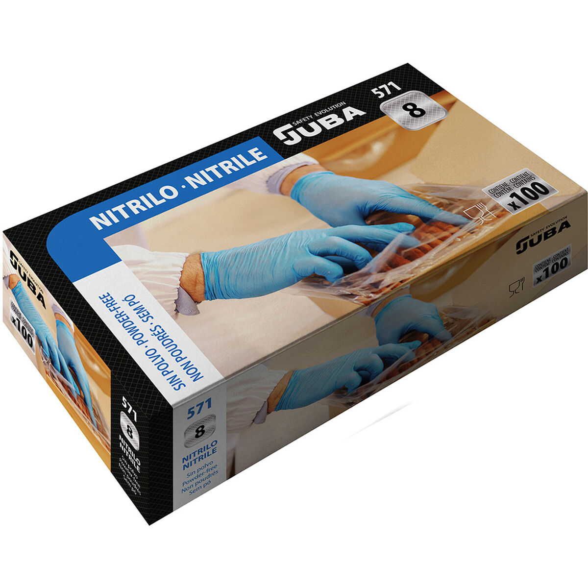 Guantes desechables JUBA Caja sin talco Nitrilo azul (100 piezas)-4