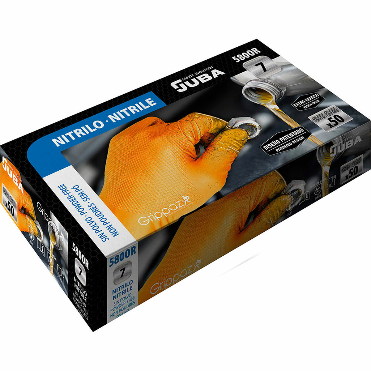 탈크 오렌지 니트릴이없는 일회용 장갑 JUBA Grippaz Box (50 조각)-3