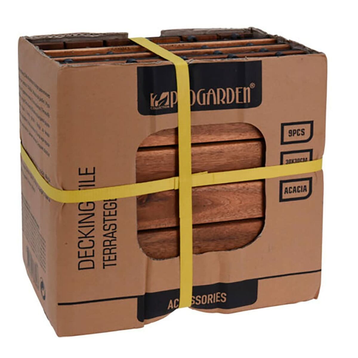 Progarden Brown Acacia Wood Interchangeable Tiles 9 Items (30 x 30 cm)-2