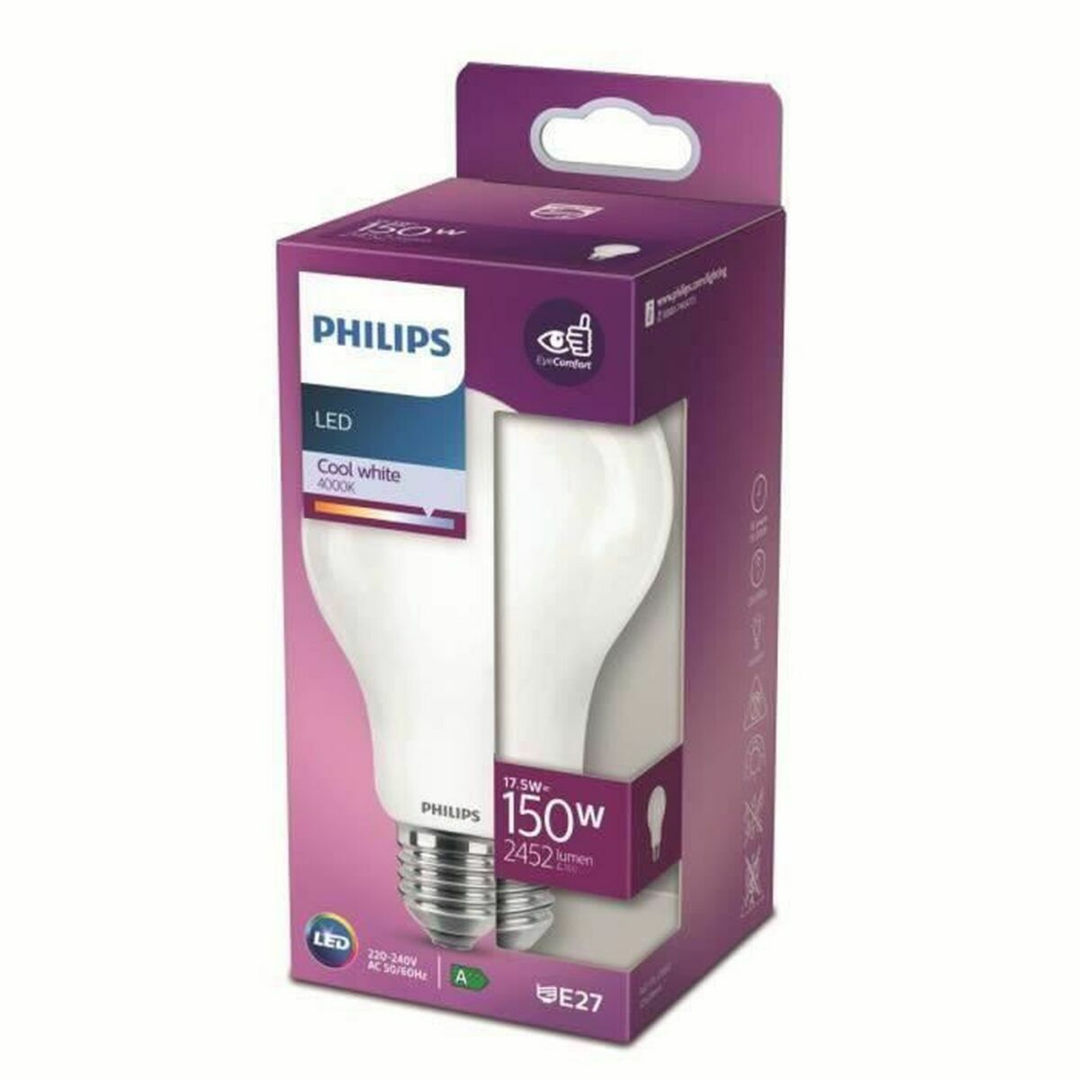 LED Philips D 150 W 17.5 W E27 2452 lm 7.5 x 12.1 სმ (4000 K)-3