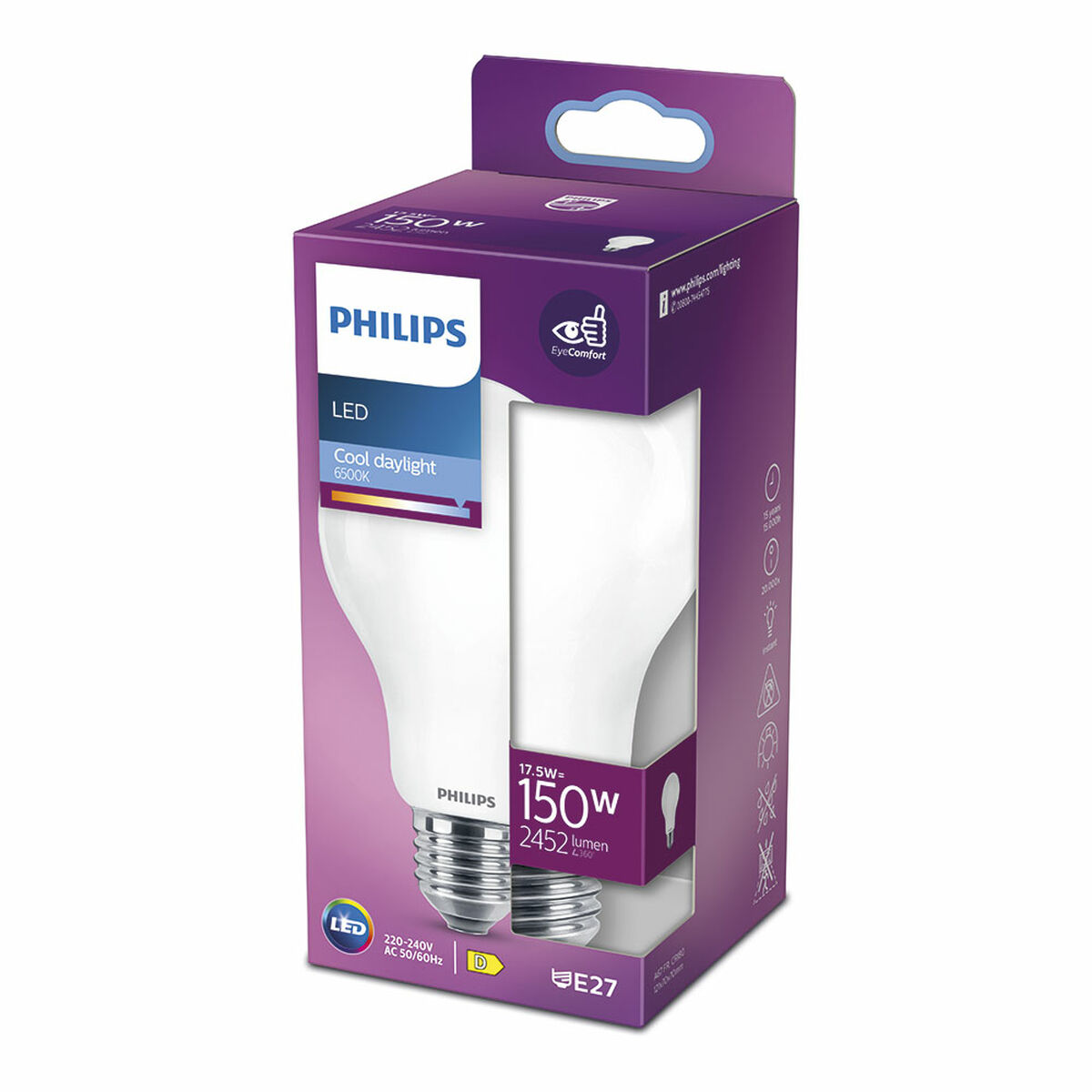 Philips D 150 W 17. 5 W E27 2452 lm 7. 5 х 12. 1 см (6500 K) лампаи LED-3