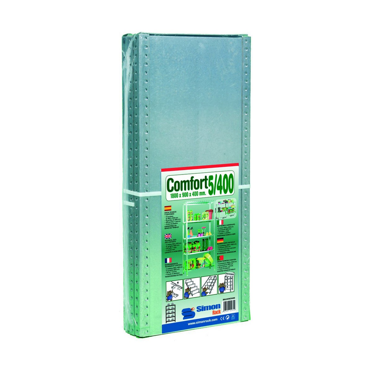 Полка Simon Rack Comfort 5/400 Металл 5 Полки 500 kg (180 x 90 x 40 cm)-7