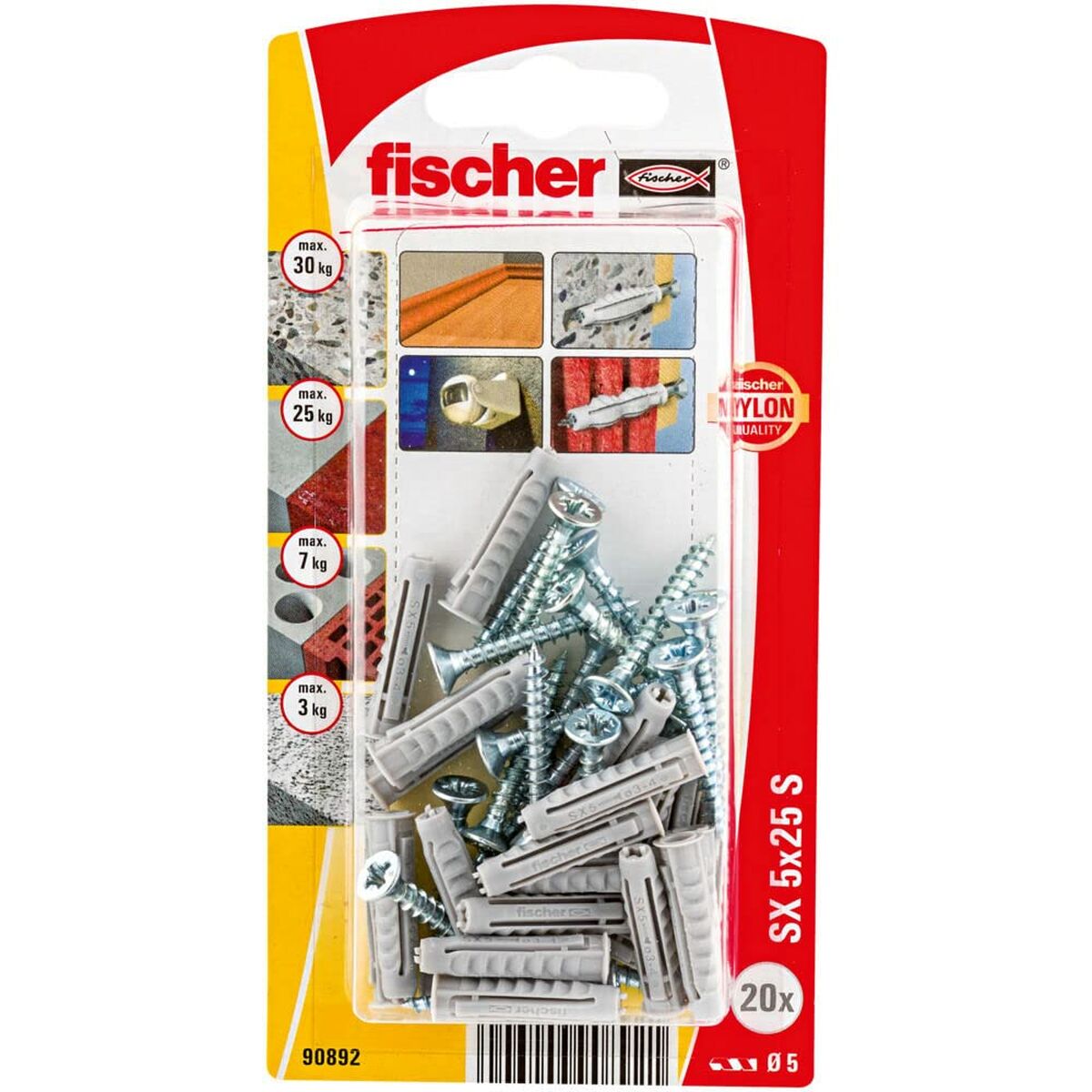 Dowels and screws Fischer dowels and screws 20 Items (5 x 25 mm)-6