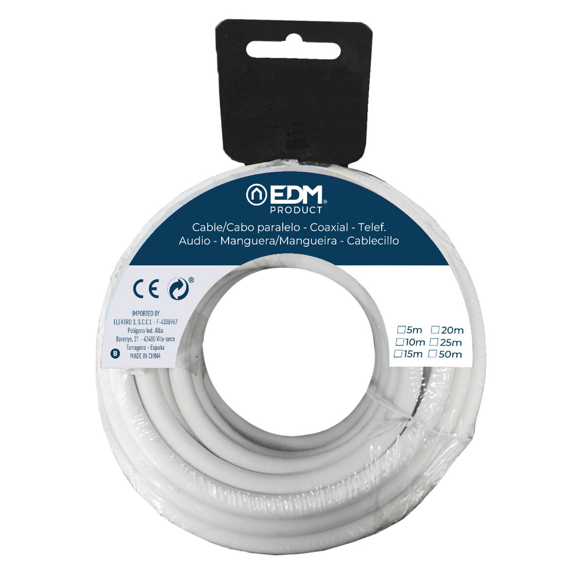 EDM cable 3 x 1 mm White 15 m-2