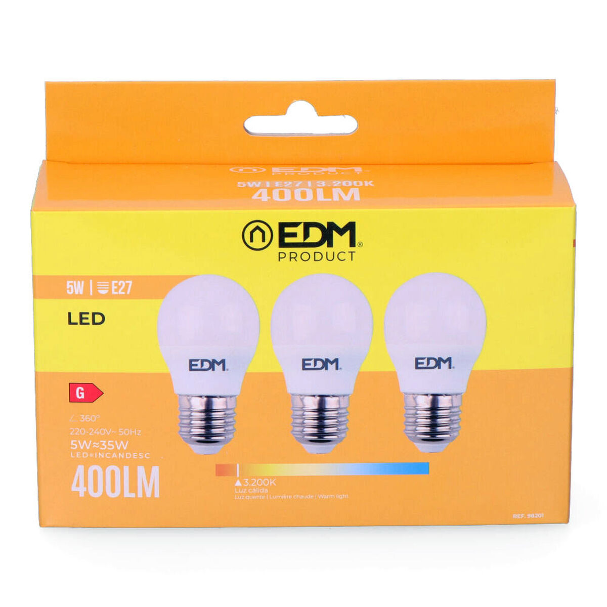 Бастаи 3 лампаҳои LED EDM G 5 W E27 G 4,5 x 8 см (3200 K)-3