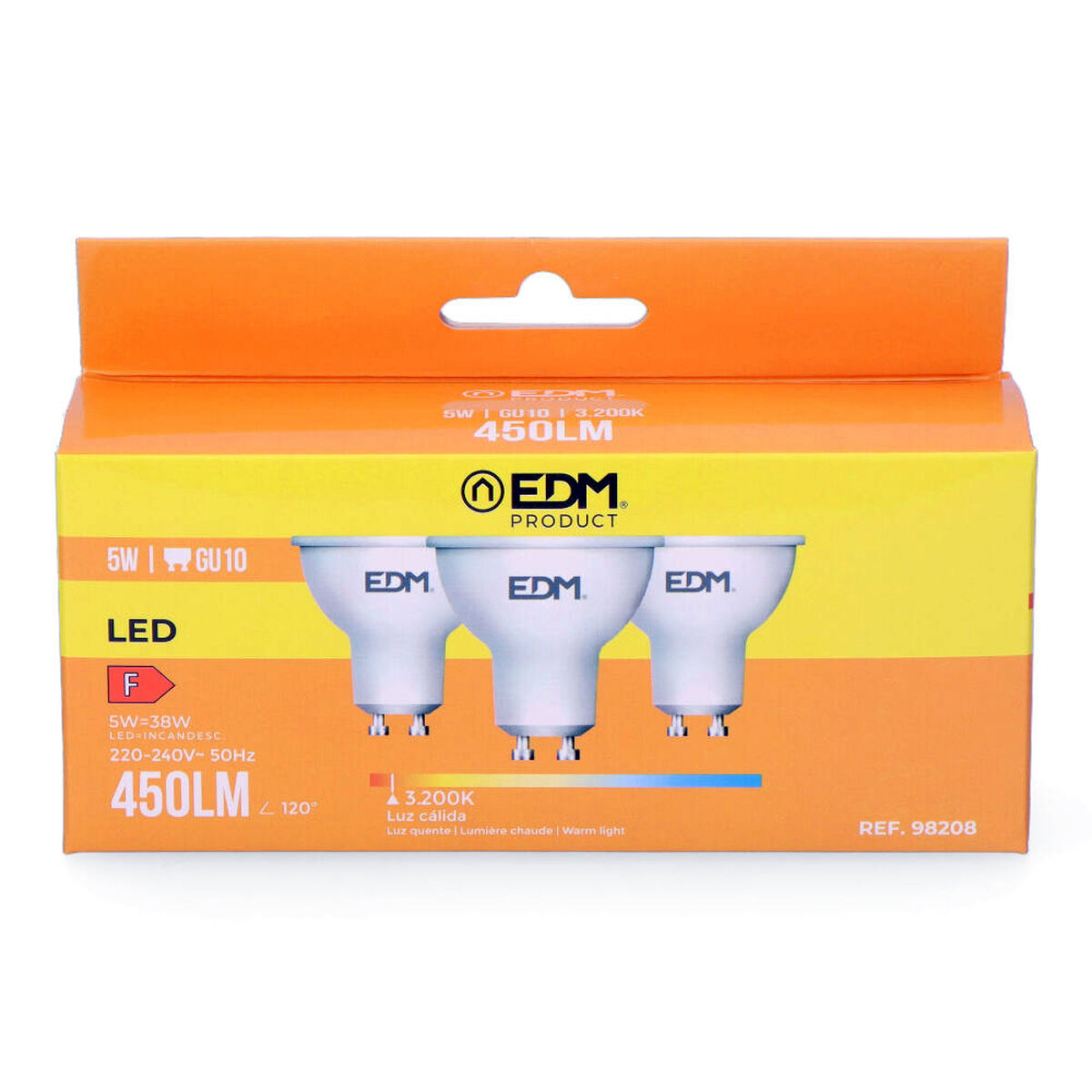 عبوة من 3 مصابيح LED EDM F 5 W GU10 450 lm U 5 X 5,5 cm (3200 K)-3