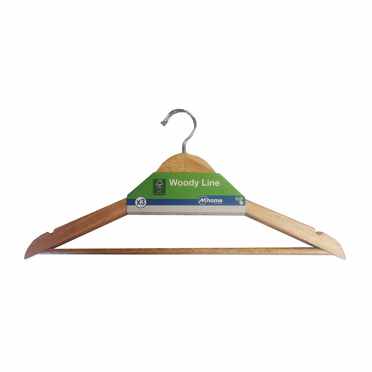 Perchas Mondex Woody Line Ecológico Natural Madera 3 piezas (42,5 x 23 cm)