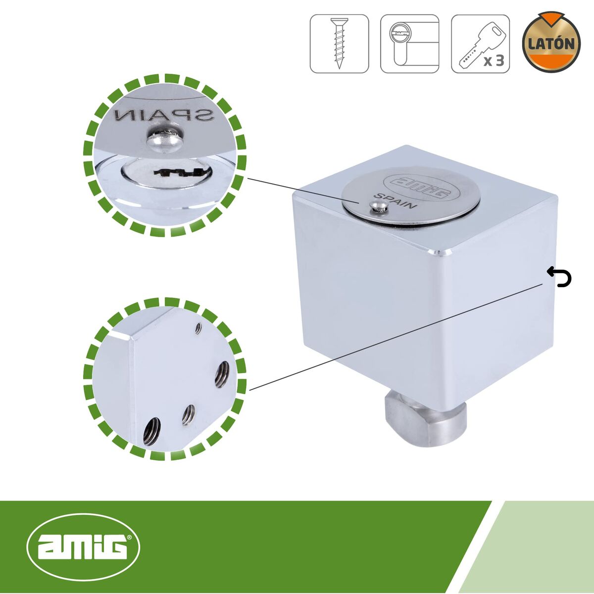 Замок AMIG A24542-670 Латунь хром 6 x 5 cm Жалюзи Верхний-8