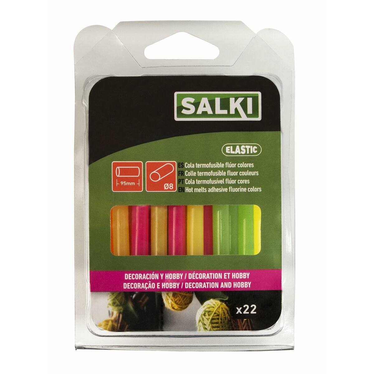 Hot glue tiles Salki 430106 Multi-coloured Fluoride Decor Ø 8 x 95 mm 105 g (22 pieces)-2